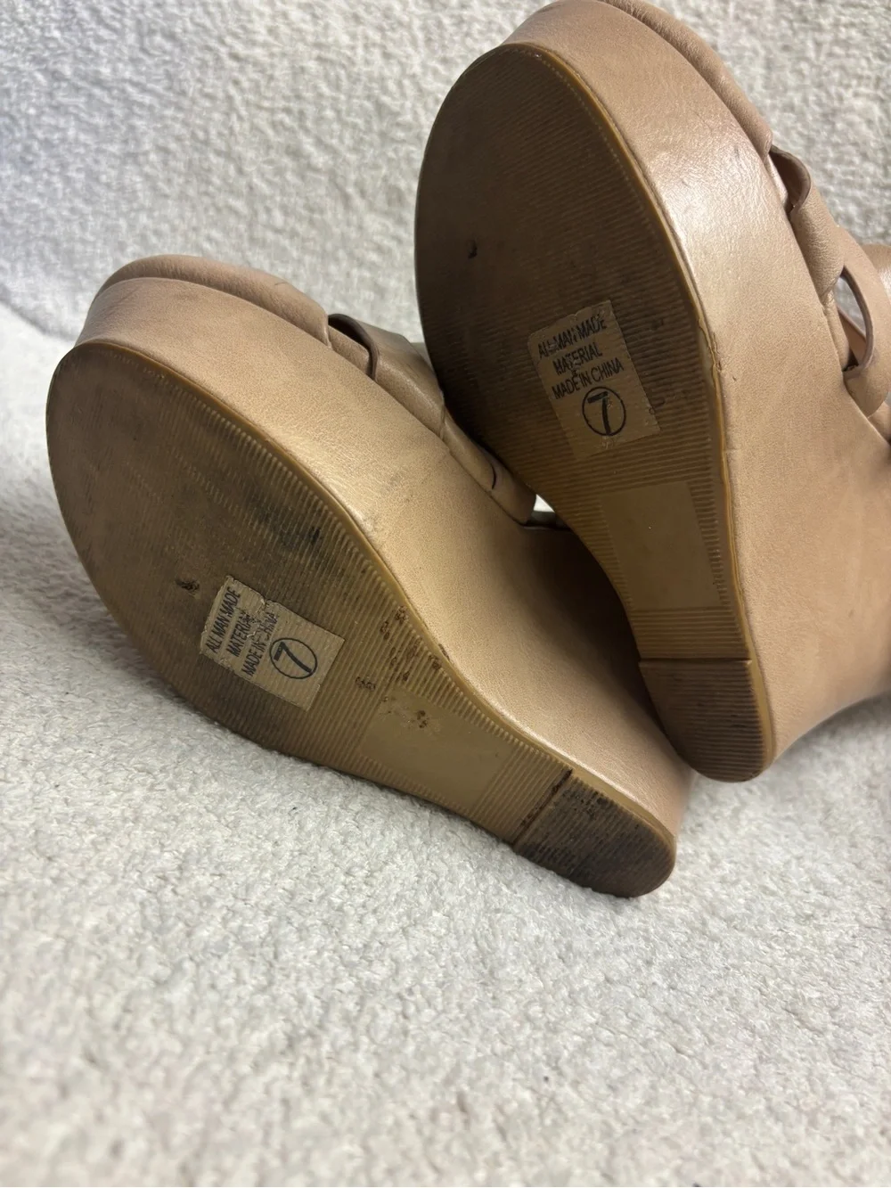 Deb Y2K Tan Strappy Platform Heels size 7